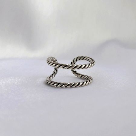 925 Sterling Silver Dual Layer Twisted Band Ring